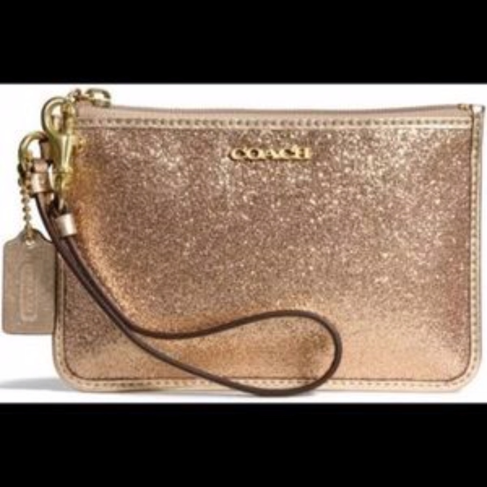 Coach Gold Glitter Wristlet (NEW w/ box)